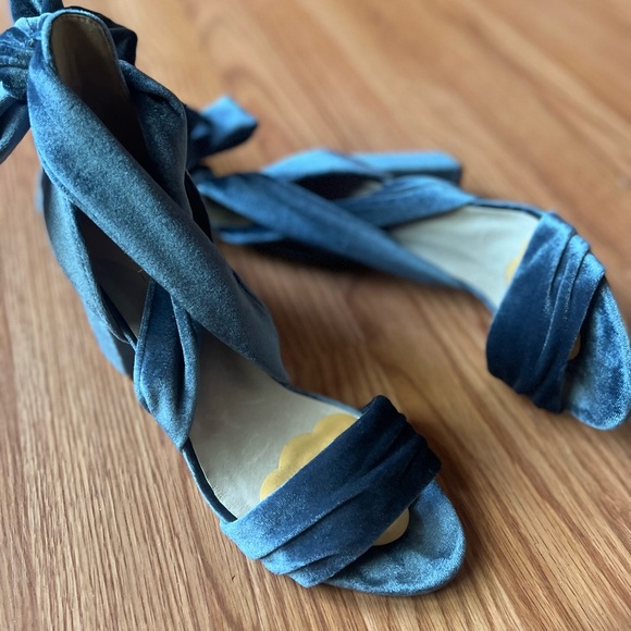 Raye Mia Velvet Blue Strappy Lace Up Heels - Picture 8 of 13